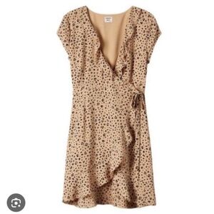 Aritzia Sunday Best Leopard Wrap Mini Flowy Lightweight V Neck Dress Size 4